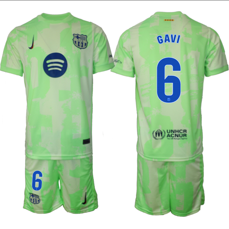 Men 2024-2025 Club Barcelona away Green #6 Soccer Jersey->barcelona jersey->Soccer Club Jersey
